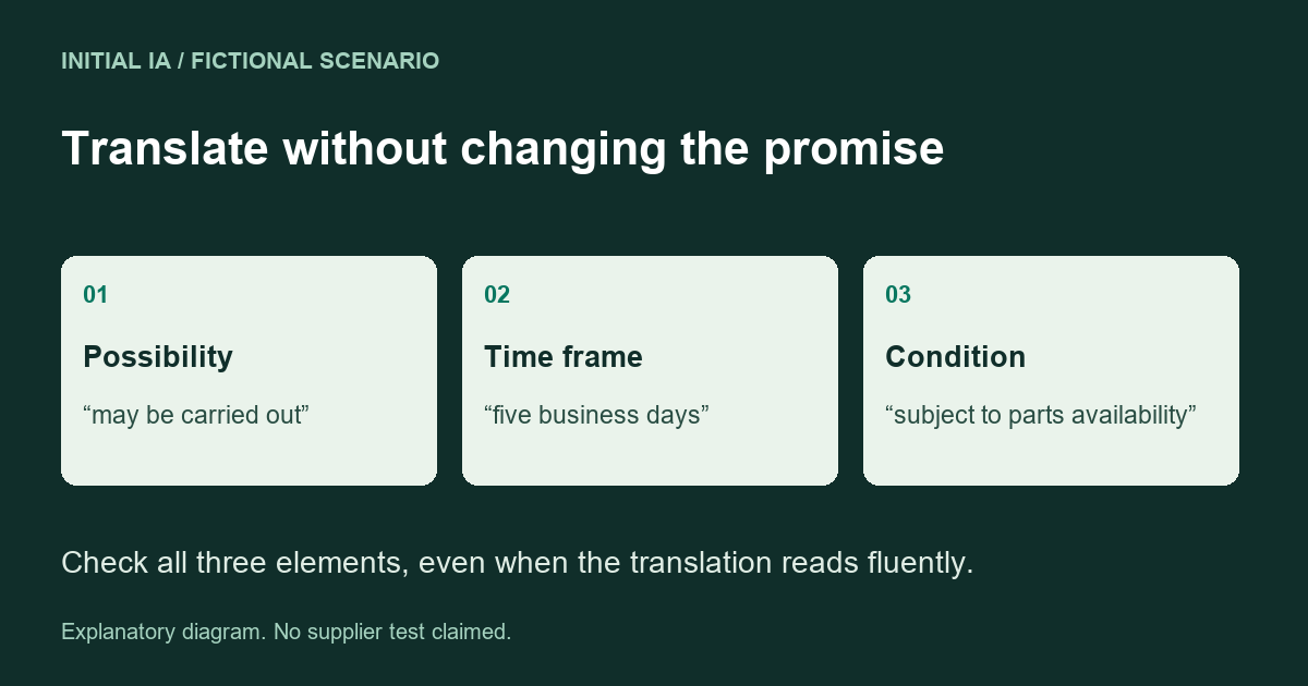 Preserve possibility, business days and the parts-availability condition.